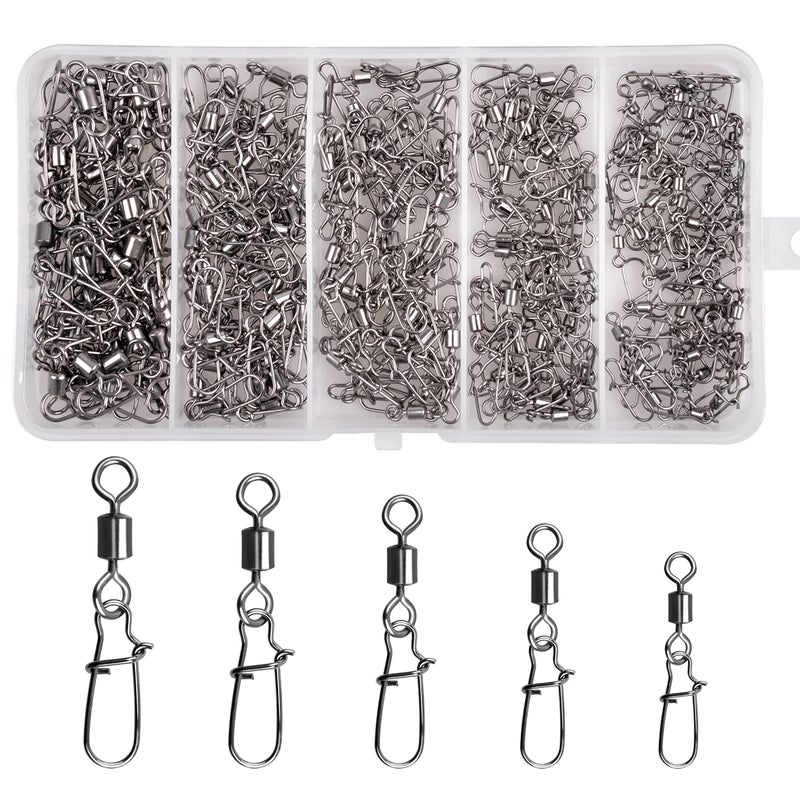 Shaddock Fishing Rolling Barrel Swivel Snaps, 210pcs With Nice Snaps High Strength Copper and Stainless Steel Fishing Line Connector Tackle Kit for Saltwater Freshwater - Image 1
